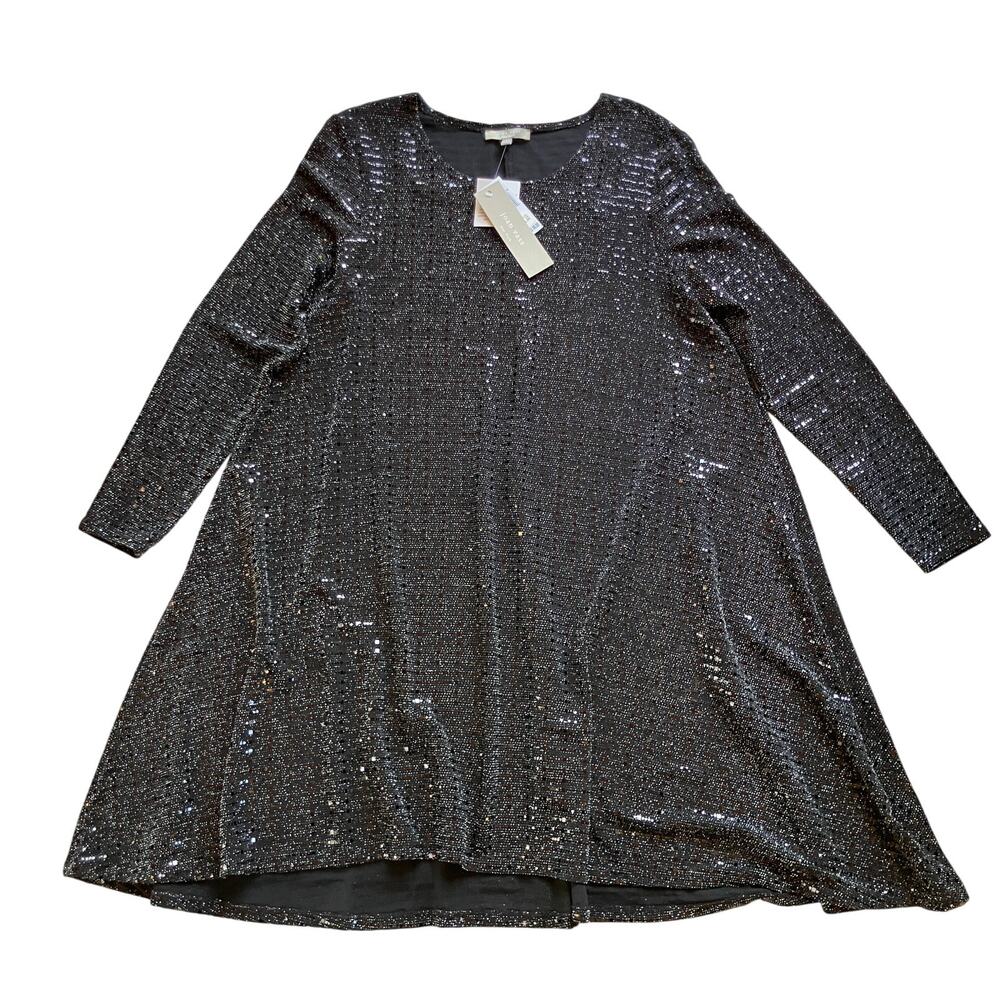 NWT Joan Vaas Sequin A-Line Party Dress Size L Glam Sparkle